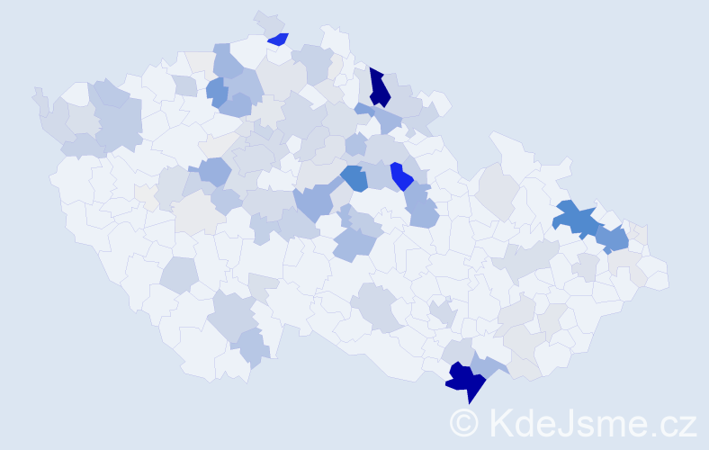 Příjmení: 'Blažej', počet výskytů 490 v celé ČR