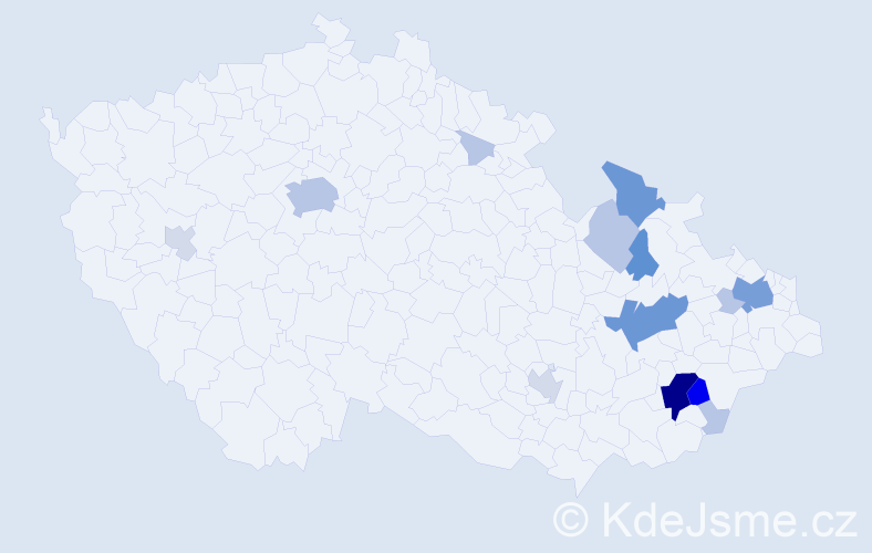 Příjmení: 'Machalíčková', počet výskytů 67 v celé ČR