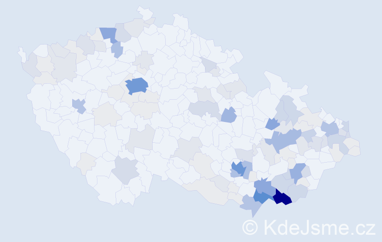 Příjmení: 'Bačíková', počet výskytů 424 v celé ČR