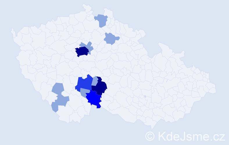 Příjmení: 'Másílková', počet výskytů 40 v celé ČR