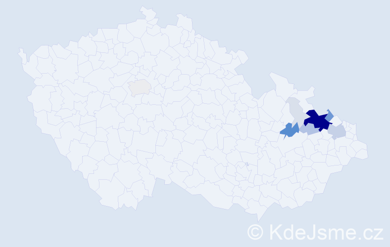 Příjmení: 'Režnar', počet výskytů 74 v celé ČR