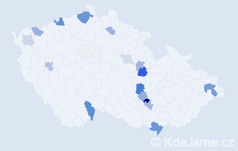 Příjmení: 'Cigáň', počet výskytů 45 v celé ČR