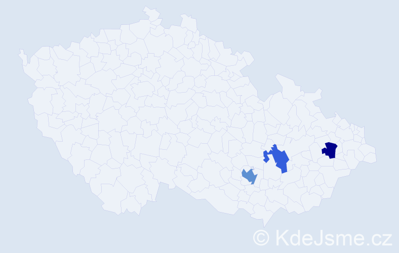 Příjmení: 'Kyjas', počet výskytů 4 v celé ČR