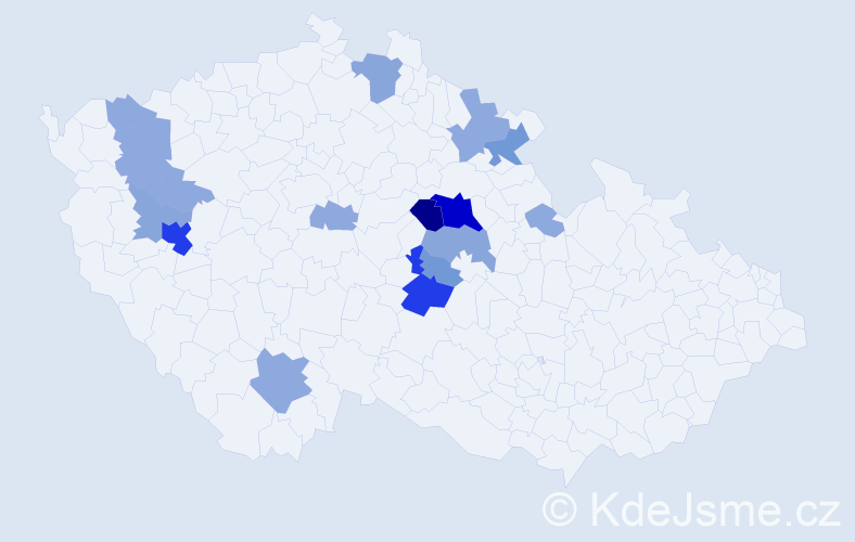 Příjmení: 'Danielková', počet výskytů 49 v celé ČR