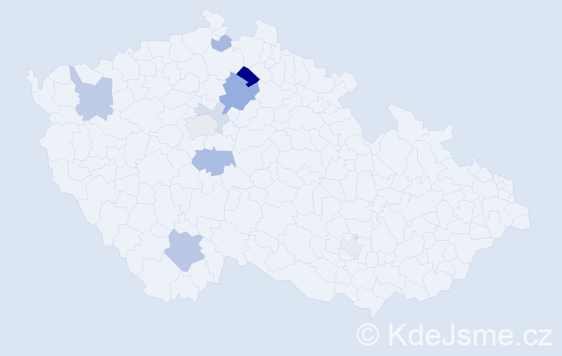 Příjmení: 'Tajerová', počet výskytů 21 v celé ČR