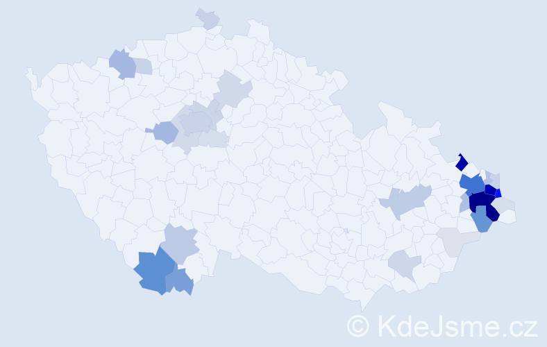 Příjmení: 'Kroček', počet výskytů 173 v celé ČR