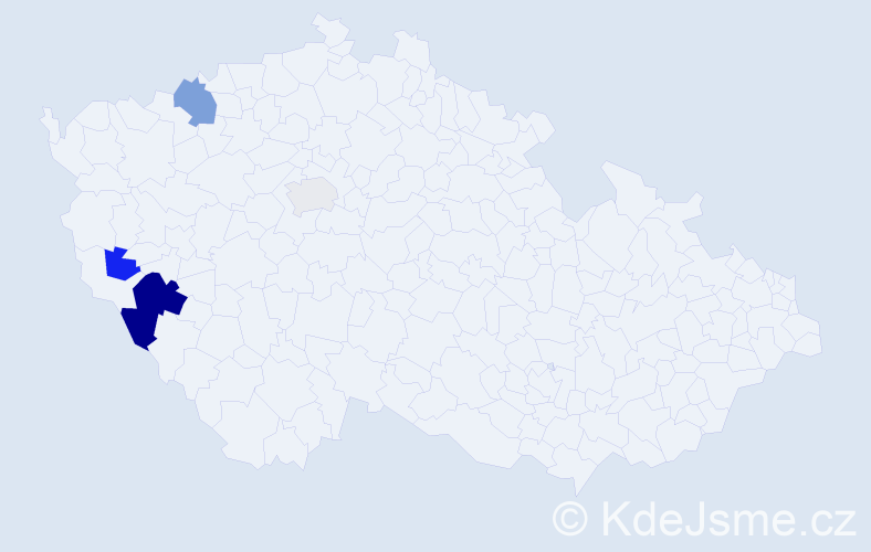 Příjmení: 'Kiklhorn', počet výskytů 9 v celé ČR