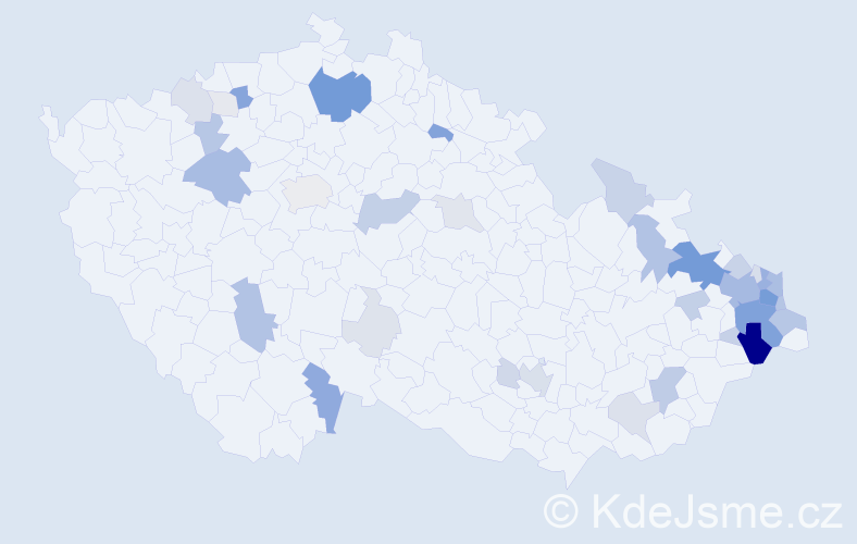 Příjmení: 'Gurecký', počet výskytů 168 v celé ČR