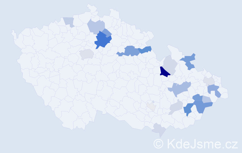 Příjmení: 'Nosálek', počet výskytů 74 v celé ČR