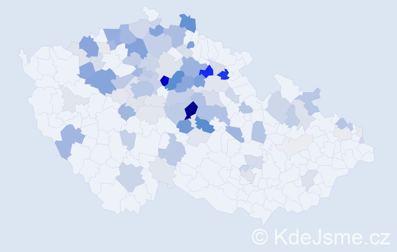 Příjmení: 'Kodešová', počet výskytů 307 v celé ČR