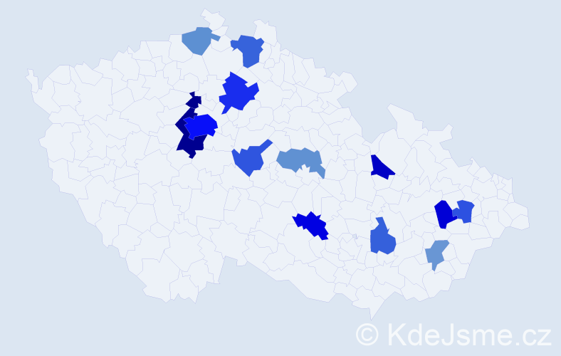 Příjmení: 'Morgan', počet výskytů 34 v celé ČR