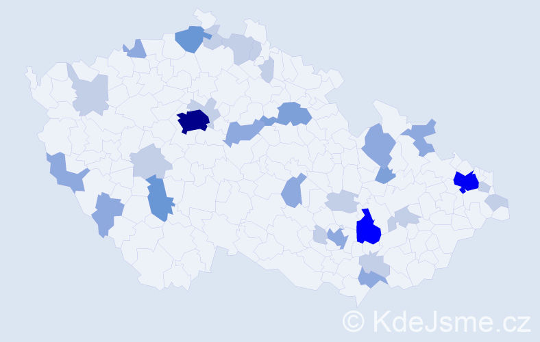 Příjmení: 'Rieglová', počet výskytů 74 v celé ČR