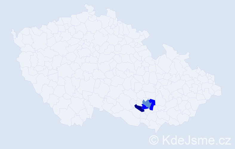 Příjmení: 'Kaloud', počet výskytů 7 v celé ČR