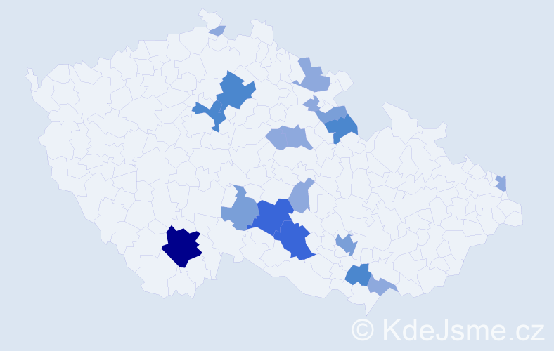Příjmení: 'Lopatářová', počet výskytů 41 v celé ČR
