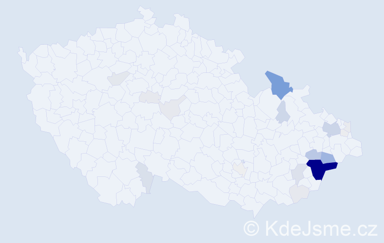 Příjmení: 'Kandrač', počet výskytů 100 v celé ČR