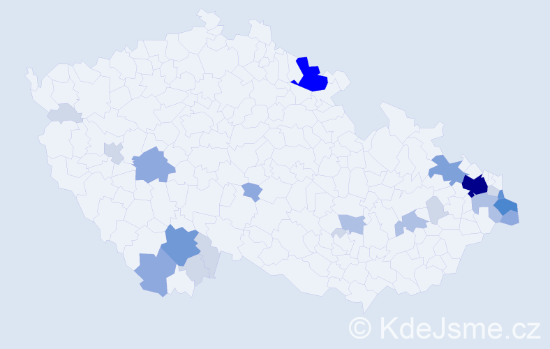Příjmení: 'Čudková', počet výskytů 74 v celé ČR