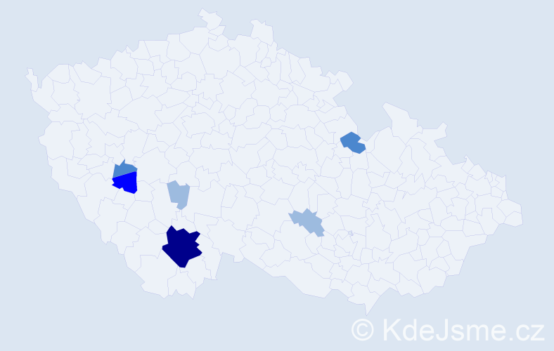 Příjmení: 'Nyiri', počet výskytů 13 v celé ČR