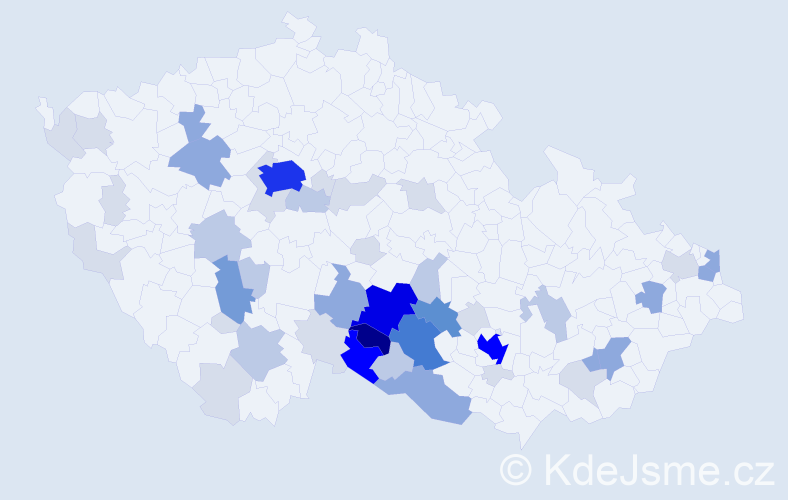 Příjmení: 'Vejmělek', počet výskytů 159 v celé ČR