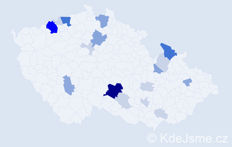Příjmení: 'Palovčík', počet výskytů 57 v celé ČR