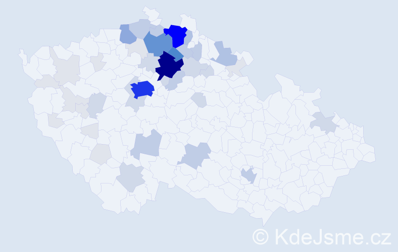 Příjmení: 'Prskavec', počet výskytů 170 v celé ČR