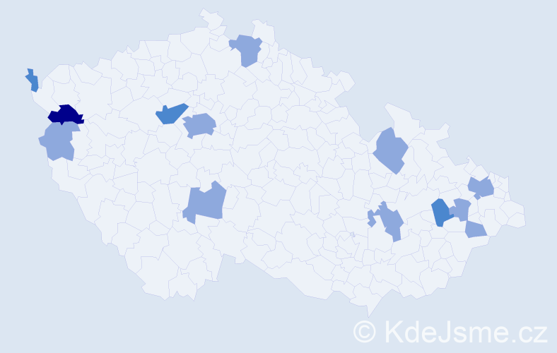 Příjmení: 'Kozicová', počet výskytů 20 v celé ČR