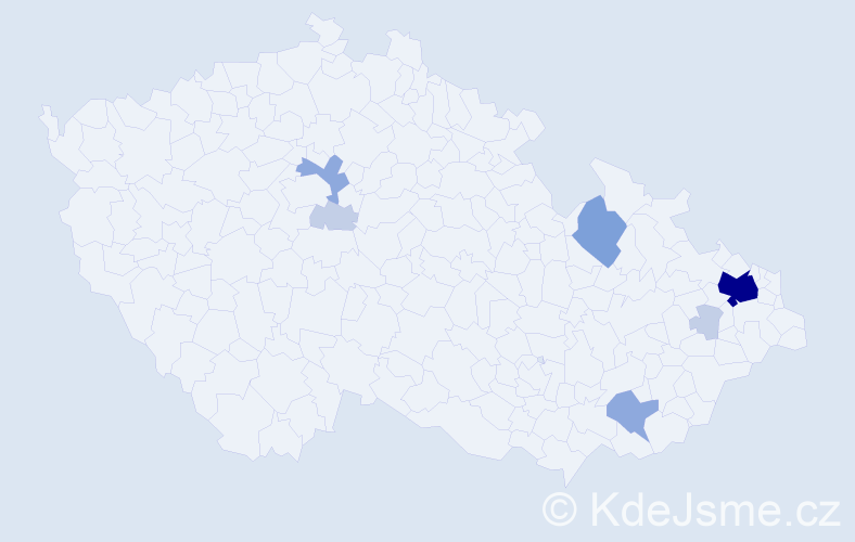 Příjmení: 'Pavol', počet výskytů 20 v celé ČR