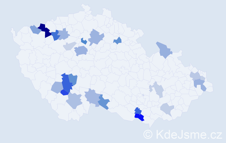 Příjmení: 'Moroz', počet výskytů 55 v celé ČR