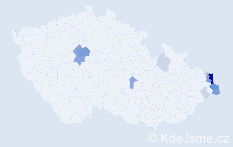 Příjmení: 'Konieczny', počet výskytů 54 v celé ČR