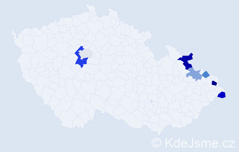Příjmení: 'Tkaczyk', počet výskytů 13 v celé ČR