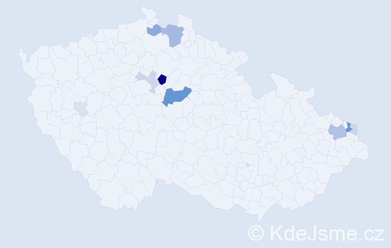 Příjmení: 'Medlen', počet výskytů 24 v celé ČR