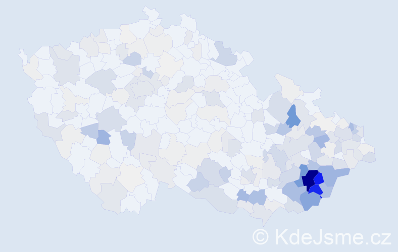 Příjmení: 'Krajčová', počet výskytů 894 v celé ČR