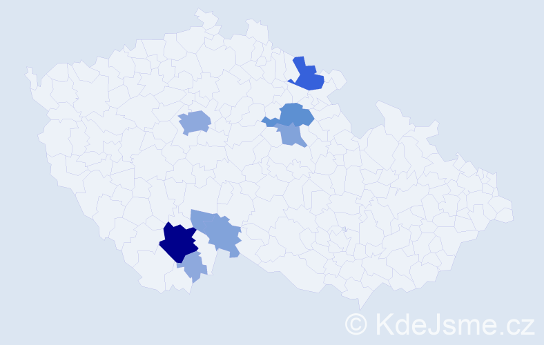 Příjmení: 'Mačí', počet výskytů 37 v celé ČR