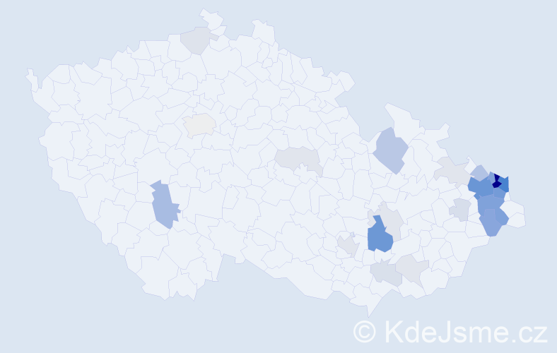 Příjmení: 'Šnapková', počet výskytů 112 v celé ČR