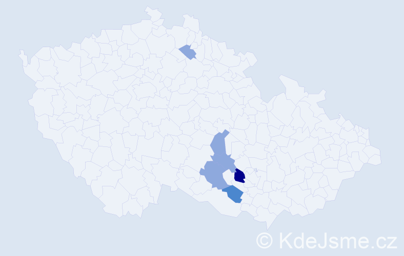 Příjmení: 'Kéda', počet výskytů 11 v celé ČR