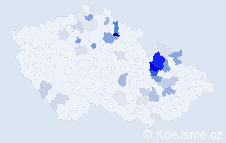 Příjmení: 'Holouš', počet výskytů 129 v celé ČR