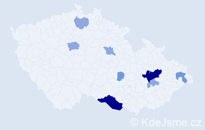 Příjmení: 'Lahner', počet výskytů 20 v celé ČR