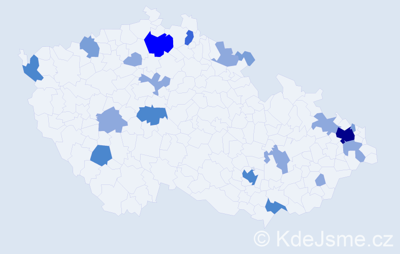 Příjmení: 'Homzová', počet výskytů 46 v celé ČR