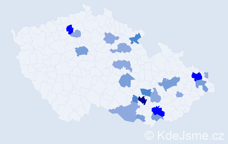 Příjmení: 'Freiwald', počet výskytů 55 v celé ČR