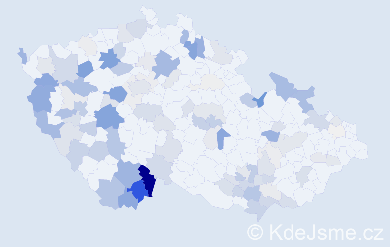 Příjmení: 'Hadač', počet výskytů 344 v celé ČR