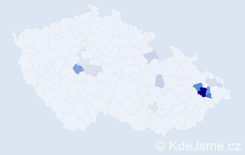 Příjmení: 'Melnar', počet výskytů 46 v celé ČR