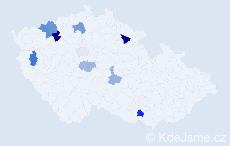 Příjmení: 'Bittermannová', počet výskytů 19 v celé ČR