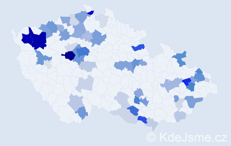 Příjmení: 'Dimitrov', počet výskytů 200 v celé ČR