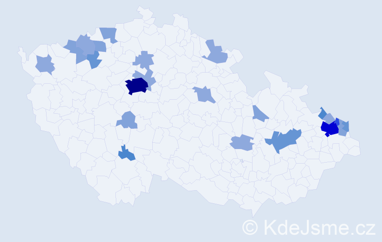 Příjmení: 'Tašková', počet výskytů 59 v celé ČR
