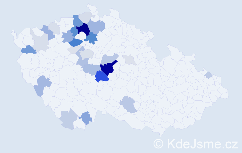 Příjmení: 'Mikyna', počet výskytů 88 v celé ČR