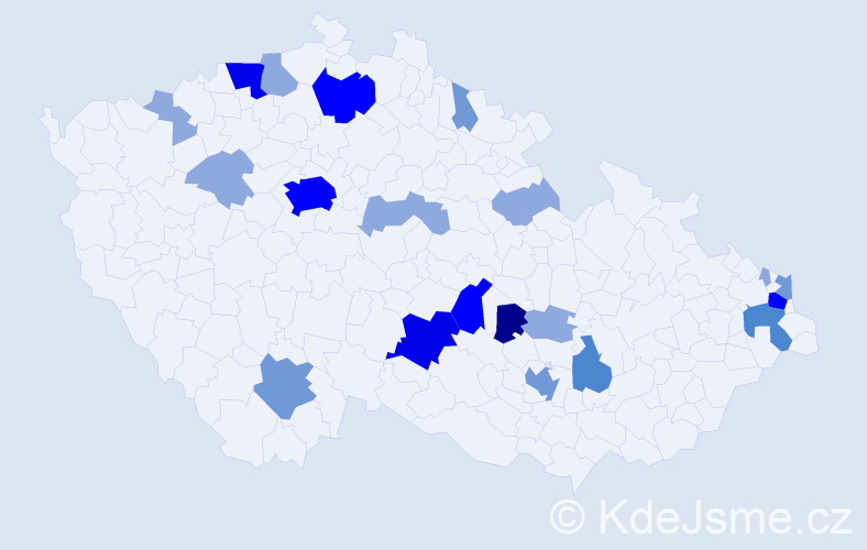 Příjmení: 'Roudenský', počet výskytů 55 v celé ČR