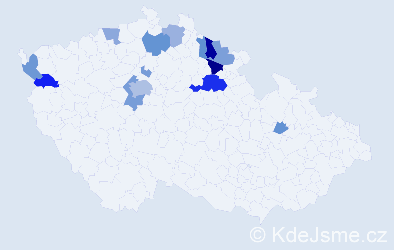 Příjmení: 'Elišáková', počet výskytů 43 v celé ČR