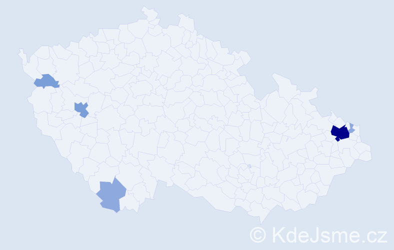 Příjmení: 'Páterek', počet výskytů 13 v celé ČR