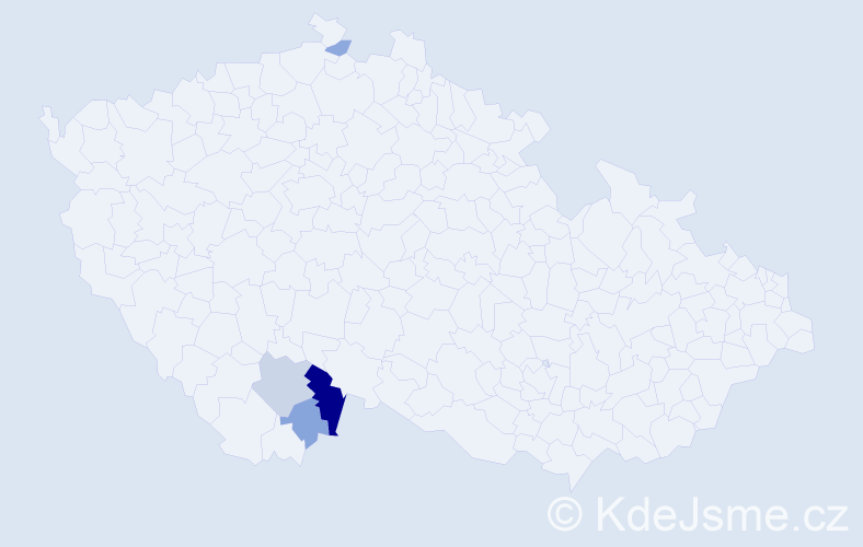 Příjmení: 'Šimoušková', počet výskytů 10 v celé ČR