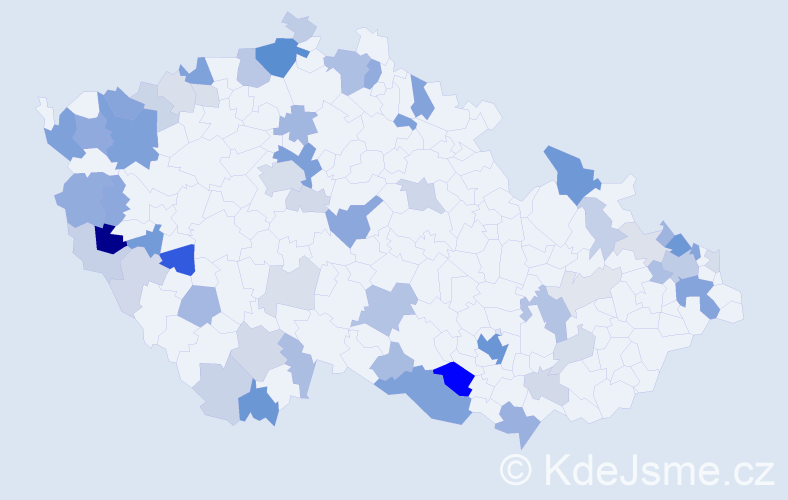Příjmení: 'Huber', počet výskytů 166 v celé ČR