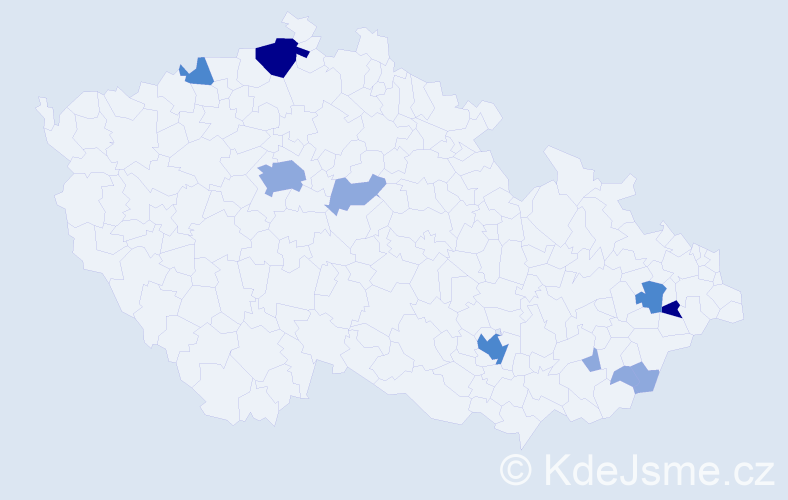 Příjmení: 'Křesálková', počet výskytů 21 v celé ČR